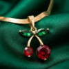 Sweet Cherry Pendant Charm Necklace Anti-tarnish, Stainless Steel - KRN03