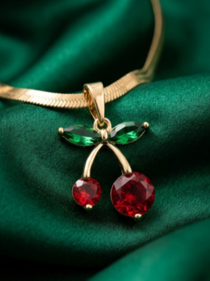 Sweet Cherry Pendant Charm Necklace Anti-tarnish, Stainless Steel - KRN03