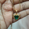 Guardian Heart Pendant Charm Necklace (Green) Anti tarnish, Stainless Steel KRN01