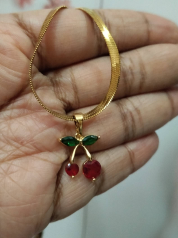 Sweet Cherry Pendant Charm Necklace Anti-tarnish, Stainless Steel - KRN03