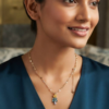 Whimsical Crystal Tree and Star Pendant Charm Necklace (Blue & Yellow) Anti-tarnish, Stainless Steel - KRN05