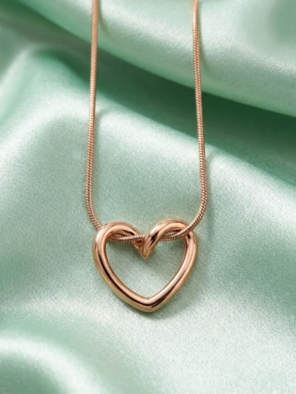 product size 800 x 1067 (17) Not So Basic Heart Pendant Charm Necklace (Gold) Anti-Tarnish, Stainless Steel - KRN10