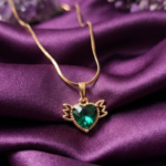 Guardian Heart Pendant Charm Necklace (Green) Anti tarnish, Stainless Steel KRN01
