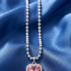 First Love Heart Pendant Tennis Necklace (Pink) Anti-tarnish, Stainless Steel - KRN09