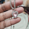 First Love Heart Pendant Tennis Necklace (Pink) Anti-tarnish, Stainless Steel - KRN09