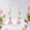 Upside Down Blooming Tulip Gold-Plated Resin Drop Charm Earrings - KRE01