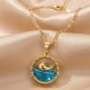 Blue Sea Dolphin Pendant Charm Necklace (Gold) Anti-tarnish, Stainless Steel - KRN04