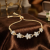 Starry Five-Flower Charm Bracelet (White) Anti-Tarnish, Stainless Steel - KRB06