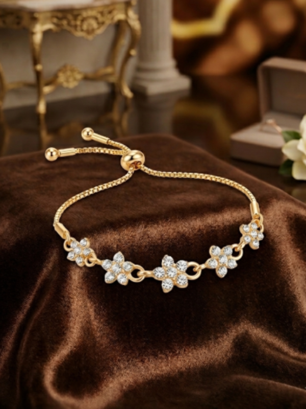 Starry Five-Flower Charm Bracelet (White) Anti-Tarnish, Stainless Steel - KRB06